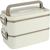 Vagonlife Bento 2000ml Lunchbox 2 Katlı 3 B&ouml;lmeli Mini Kaseli &Ccedil;elik Sefer Tası Yemek Kutusu (Beyaz)