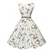Produktbild Kleid DELLIN Frauen Vintage Floral Bodycon Sleeveless beiläufiges Abend-Partei-Abschlussball-Schwingen-Kleid (S, Weiß)