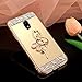 Produktbild Galaxy J5 2017 Hülle,Galaxy J5 2017 Spiegel Hülle,Surakey Glitzer Spiegel Gold TPU Schutzhülle Silikon Hülle für Samsung Galaxy J5 2017 [Strass Diamant Fingerhalterung Ring Ständer Halter], Luxus Bling Glänzend Glitzer Überzug Mirror Effect Silikon Schutzhülle Slim TPU Handy Gehäuse Hülle Ultradünnen Weiche Soft TPU Telefon-Kasten Spiegel Handyhülle Mirror Case Spiegelnd Make Up Protective Case Cover Bumper für Samsung Galaxy J5 2017, Strass Tänzerin Ballett Dance Gold