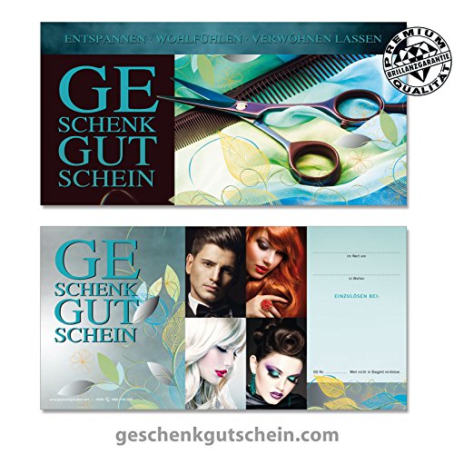 25 Stk. Geschenkgutscheine „DIN lang“ + 25 Stk. Kuverts für Friseure, Coiffeure, Haarstudios, Hairstylisten K9282 - 2