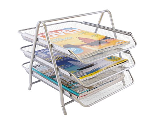 Osco 3TT-SLV - Bandeja para cartas de 3 niveles de malla met  lica  color plateado