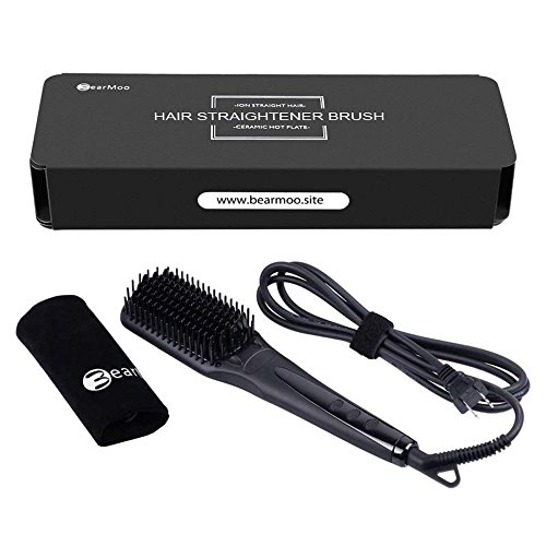 Haarglätter Bürste Glättbürste BearMoo Keramik Haarglätter, Schnellaufheizung mit MCH Technologie, Doppelt Anionengenerator, Antistatischer Metall-Keramik-Heater mit Überhitzungsschutz- Mattschwarz - 7