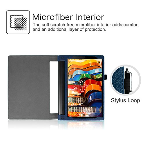 Fintie Lenovo Yoga Tab 3 Plus / Yoga Tablet 3 Pro Hülle – Folio Premium Kunstleder Schutzhülle Tasche Cover mit Standfunktion für Lenovo Yoga Tab 3 Plus / Lenovo Yoga Tablet 3 Pro 25,6 cm (10,1 Zoll) Tablet-PC (Not für Lenovo Yoga Tab 3 10), Marineblau - 2