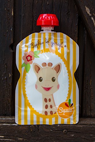 SQUIZ – 3er Pack wiederverwendbare Quetschbeutel 90ml „Sophie la Girafe“ Made in Switzerland, garantiert BPA, PVC und Phthalate-frei - 6