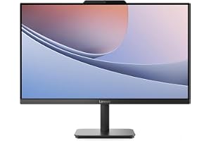 Lenovo AIO V100 All-in-One Desktop 23.8" FHD IPS Display, Intel N100 (i3 Alternative), 16GB DDR4, 512GB SSD, Wi-Fi 6, Windows 11 Pro, Wired Keyboard & Mouse, (Black-Upgraded)