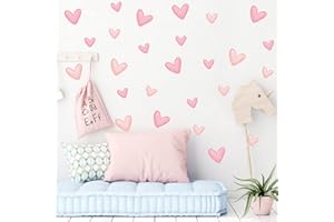YOTDMK 80pcs Pink Heart Shape Wall Stickers for Bedroom Living Room Girls Room Decoration Kids Room Baby Nursery Room Wall Decals Interior Wallpaper PVC Murals