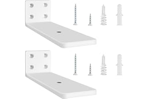 YFCVIP 2 Pzs Soporte Estanteria Pared, 12,7 cm Soporte Balda Flotante de Madera, Escuadras Para Estanterias Metalicas Invisibles, L Soporte Baldas Pared Industrial con Tornillos (Blanco)