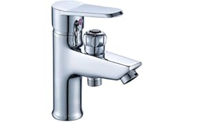 CYSJ Robinet De Salle De Bain Cascade Salle Bains Matériaux Construction Quincaillerie Robinet Lavabo Monotrou Cuivre Bouton À Double Usage Douche Externe Lavabo Chaud Et Froid Placage