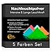 Produktbild Profi Nachleuchtpigment Glühpulver – 100g: 5x20g – 5 Farben im Set – orange, blau/türkis, grün, , hellblau, rosa - ULTRA STARK - Nachtleuchtendes Phosphoreszierend selbstleuchtend - Glow Pulver - Neueste Generation: Strontiumaluminat - Nachleuchtpulver - Leuchtfarben - Nachleuchtpigmente Nacht Leuchtpulver Glühpigment Glühfarbe Glühpigmente lumentics Glühpulver leuchtfarbe Phosphor Nachtleucht pink