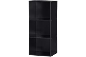 Hodedah 3-Shelf Wood Bookcase in Black, Space-Saving & Stylish Storage, Contemporary, Compact in size, 30D x 40.4W x 90.7H centimetres 27.22 Kilograms