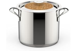 Lagostina Emozione Pastaiola + Couvercle avec Insert en Bois de Cerisier Ø 20 cm, Marmite Induction et Gaz en Acier Inoxydable 18/10 et Bois, Fond Lagotherm Triple Couche et Larges Poignées Soudées