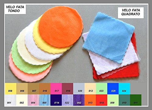 50 PEZZI TULLE VELETTI VELO FATA BOMBONIERA CONFEZIONE DA 50 VELI MATRIMONIO DIAMETRO 24 CM (BIANCO)