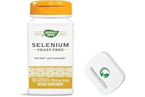 PremiumVital, Nature's Way, Selenium yeast-free (Selen ohne Hefe), 200mcg, 100 Kapseln, mit praktischer Pillendose, Laborgeprüft, Glutenfrei, Sojafrei, Ohne Gentechnik