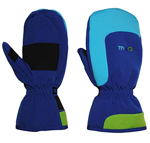 Preisvergleich Produktbild Handschuhe mit Schaft / blau grün - Softshell - Gr. 2 - 3 Jahre - Thermo gefüttert Thermohandschuhe - wasserdicht + atmungsaktiv / Fausthandschuh Handschuh - Kinder Mädchen Jungen Soft Shell