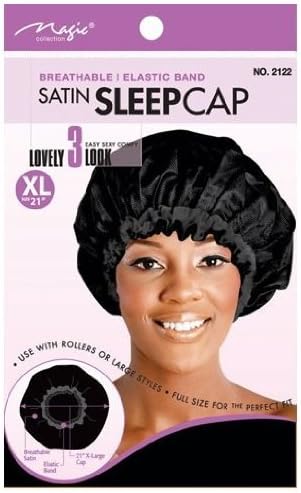 [Magic Collection] 21 Extra Large Elastic Band Satin Sleeping Caps, , Comfortable material, breathable material, elastic band, comfortable, perfect fit, full size, keeps hair in place, use with hair rollers, hair styles, large, extra large, adults and kids by The Challenger
