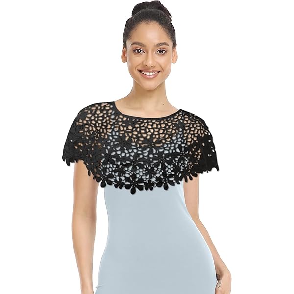 Buy AOL Women's Black Embroidered Stretchable Floral Lace Net