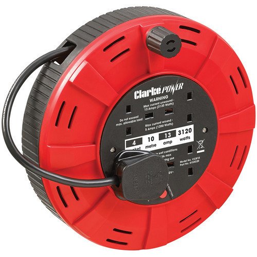 Clarke CCR10 4 socket 10m Cassette Cable Reel (230V) - 6155320