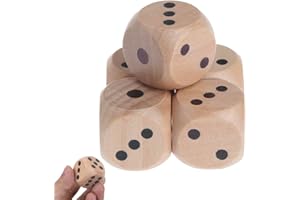 IKOPFLN 5 Pièce Cubes en Bois, dés de Jeu à Six côtés, dés en Bois Massif, dés à Points, 30mm