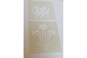 BODY ART DESIRE Welsh Feather & Welsh Dragon face painting stencils reusable many times football rugby Euros World Cup