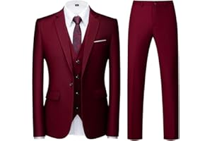KUDORO Costume Homme 3 pièces Slim Fit Smoking à Un Bouton Men Suits 3 Piece pour Mariage Business Fête Confort Elégant Blazer Veste et Pantalon Gilet