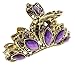 Beautiful Ladies Vintage Gold Tone Chunky Metal Hair Claw Clamp Tapered Tear Drops Purple