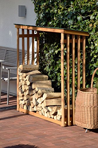 dobar Holzlager Große Kaminholzregal Wand XL aus Holz für draußen im Garten, 140 x 50 x 143 cm, Kiefer, grün / braun - 7