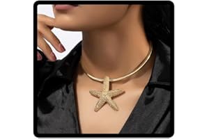 SINLOV Statement Starfish Choker Necklace Punk Vintage Fashion Clavicle Necklace Costume Jewelry for Women Girls (Gold)