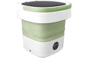 FOCKET Mini przenośna pralka, składana, mała pralka i suszarka Combo, wiadro o pojemności 7,5 l, pralka z koszem odpływowym na bieliznę, skarpetki, ubrania dla niemowląt, bieliznę, do mieszkania (zielona)