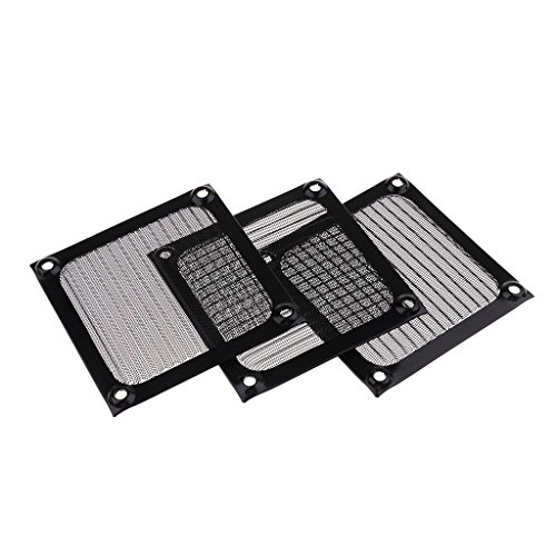 perfk 3pcs 80mm Dustproof Case Fan Dust Filter Guard Grill Protector Cover For PC Laptop Desktop Black