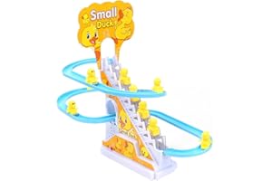 HRKVSK Elektrische Ente Treppensteigen Spielzeug, Electric Duck Climbing Stairs Toy, Pädagogisches Spielzeug Ab 3 Jahre, Elektrische Enten Slide Track mit Licht und Musik