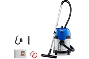 Nilfisk Multi II 22 INOX EU wet/dry vacuum cleaner, for indoor and outdoor cleaning, 22 liter capacity, 1200 W input power, 230 V (blue)
