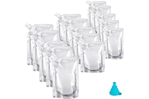 BASUIT 15 Packs Drink Pouches 3 Mixed Refillable Drink Pouches Juice Pouch Bags Leak Proof with Spouts Funnel Beverage Portable Bags for Festival, Parties, Picnic, Travel, Sports,Home(250+380+500 ML)