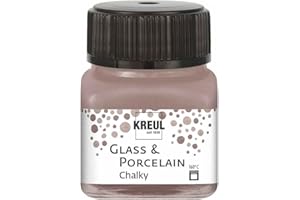 Kreul 16642 - Glass & Porcelain Chalky Mild Mocca, 20 ml verre, doux - Peinture mate pour verre et porcelaine à base d'eau, séchage rapide, opaque