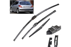 AUTOPIXL Wycieraczka przednia i tylna wycieraczka zestaw piór kompatybilny z Peugeot 207 Hatchback 2006-2014 szyba przednia szyba 26 "+ 17" + 16"