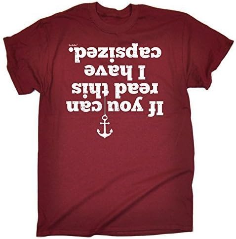 Mens Capsized Upside Down - Loose Fit T-Shirt (Distressed Style Print) Funny Novelty Men's