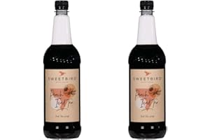 2 x 1 Litre Sweetbird Coffee, Cocktail, Cooking, Iced Tea Drink Syrup Multi Flavours (2 x Peach Iced Tea)