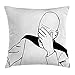 Produktbild Humor Decor Throw Pillow Cushion Cover, Captain Picard Face Palm Troll Guy Meme Caption Super Fun Online Illustration, Decorative Square Accent Pillow Case, 18 X 18 Inches, Black White