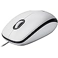 Logitech M100 Wired USB Mouse, 3-Buttons,1000 DPI Optical Tracking, Ambidextrous, Compatible with PC, Mac, Laptop - White