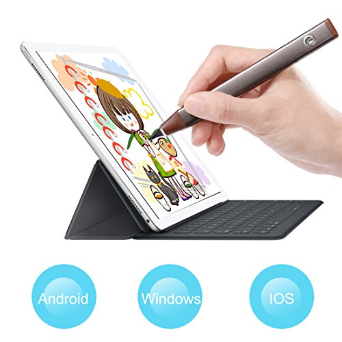 Stylus Stift, Touchscreen Eingabestift , Wrcibo USB Aufladbar Kapazitiver Eingabestift Stylus Touch Pen Touch Screen Zeichnen- und Schreibstift, Feine Präzision Kugelschreiber für Touch-Screen Smartphones & Tablets (Braun) - 3