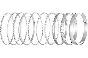 Fuletooye Bangle Bracelet Set, Indian Boho Punk Chunky Stackable Glossy Metal Bangles,Vintage Smooth Layered Charm Arm Cuff Multipack Wedding Party Costume Accessories for Women Girls