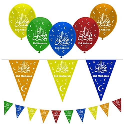 Eid Mubarak Ramadan Celebration Dekoration Luftballons & Wimpelkette--