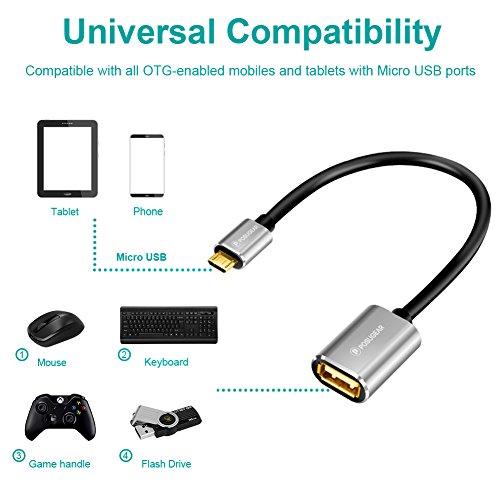 POSUGEAR Cavo OTG Micro USB, Micro USB Maschio a USB 2.0 Femmina OTG Cable Adattatore Placcato Oro per Samsung Galaxy S7, Galaxy Note 5, Galaxy Tab 3 et d'Autres Smartphones/Tablettes Android OTG ec