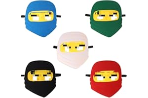 Sdjuifsd 5 Pezzi Maschera Ninja, Maschera Ninja Bambini, Maschere da Festa, Cosplay Maschere, Forniture per Feste a Tema, Compleanno di Ragazzi e Ragazze, Halloween, Carnevale, Party Cosplay