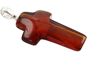 amber-us Bernstein Kreuzanhänger Farben Cognac und Gelb mit 925 Sterling Silber Schleife | Baltischer Bernstein Anhänger Halskette | Bernstein Schmuck
