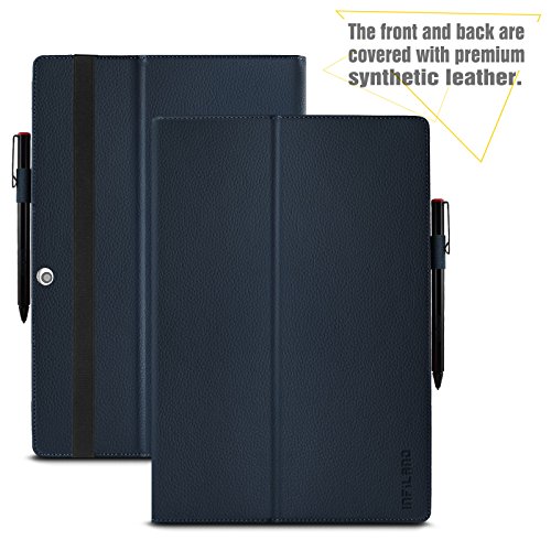 Lenovo Miix 510 Hülle Case -Infiland Slim Fit Folio PU-lederne dünne Kunstleder Schutzhülle Cover Tasche für Lenovo Miix 510 30,99cm (12,2 Zoll FHD) Windows Tablet-PC (Tablet und Tastatur sind nicht entgehaltet)(Dunkleblau) - 2