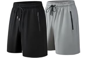 shepretty Pantaloncini Uomo, Pantaloni Corti Pantaloncini Sportivi con Tasche Zip, Pantaloncino Tuta Training Shorts di Coulisse, Asciugatura Rapida Traspirante 724
