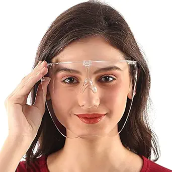 PSEUDO Unisex Goggle-Style Anti Scratch, UV Protected Polycarbonate Glass Reusable Fashion Protective Wear Face Shield for Men and Women (Multicolour, Without Valve, Pack of 1)