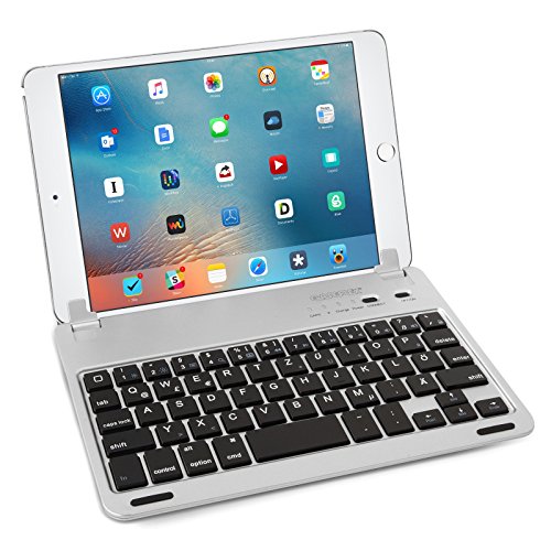 Caseflex Ultra Dünn Bluetooth Tastatur mit magnetischer Halterung & verstellbarem Haltstand für iPad Mini, Mini 2 & Mini 3