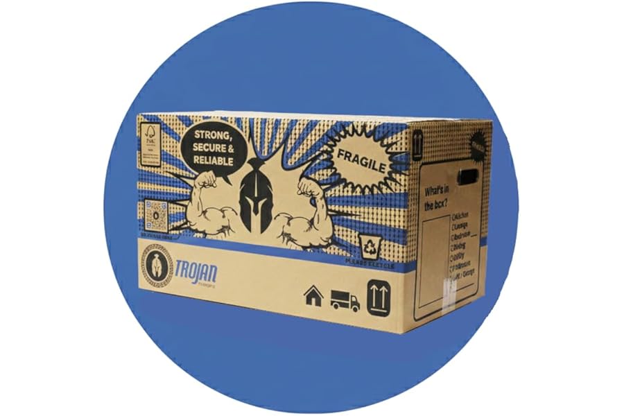 30 Pack Strong Extra Large 51cm x 30cm x 30cm Reusable Cardboard Storage Packing Moving House Boxes with Carry Handles and Room List Checkboxes