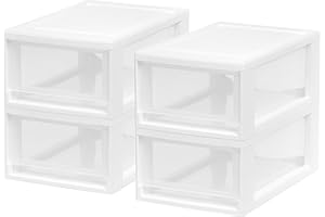 Iris Ohyama, Tiroir de rangement, Tour de rangement plastique bureau, Lot de 4, MSD-1, Blanc